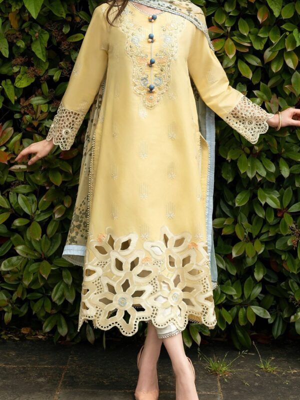 Unstitched 3‑Piece Luxury Embroidered Lawn Set
