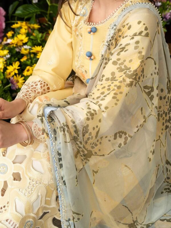 Unstitched 3‑Piece Luxury Embroidered Lawn Set - Image 4